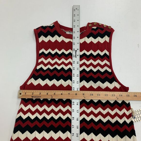 Forever 21 Sweater Bodycon Dress Women L Large Red White Chevron Sleeveless Knit - Picture 8 of 16